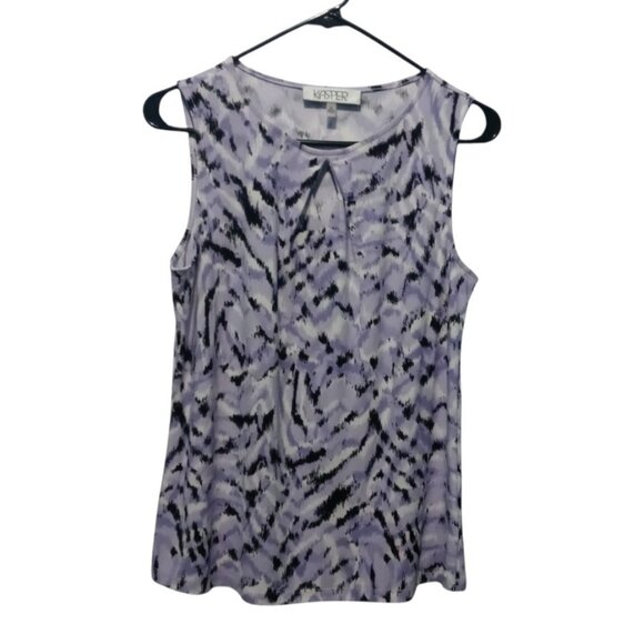 KASPER Women's Purple Print Stretch Sleeveless Blouse Size XS - Picture 1 of 8